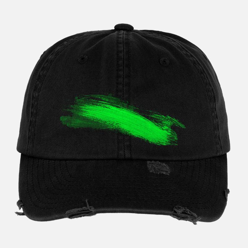 Green Brush Stroke Abstract Flexfit Vintage Destroyed Cap