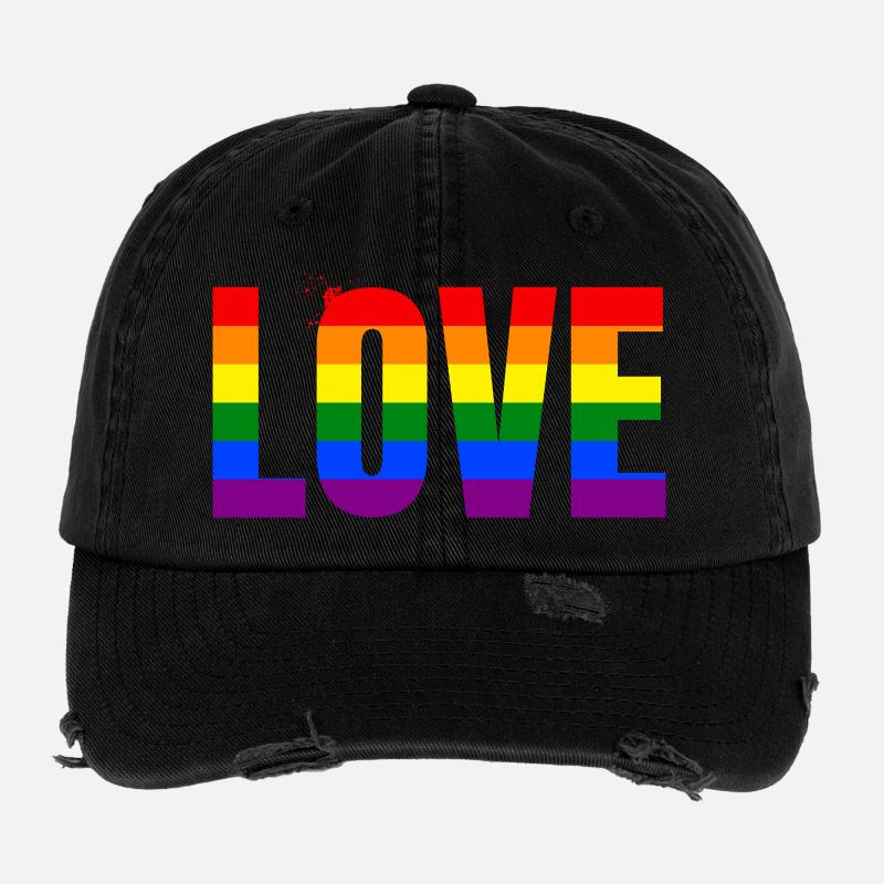 LOVE Rainbow Statement – Bold Equality Message Flexfit Vintage Destroyed Cap