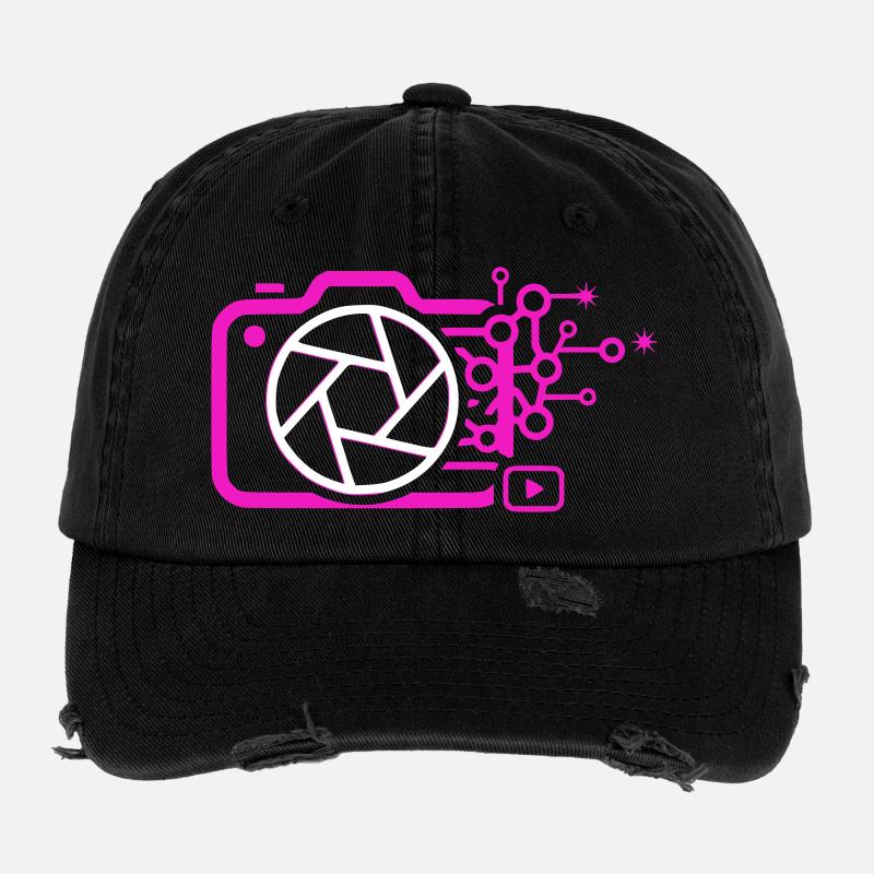 Digitale Kamera AI Art Tech Vektor Flexfit Vintage Destroyed Cap