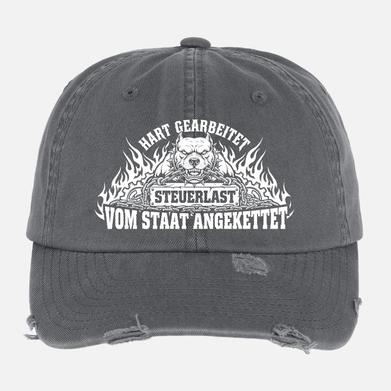 Hard-worked, chained by the state Flexfit Vintage Destroyed Cap