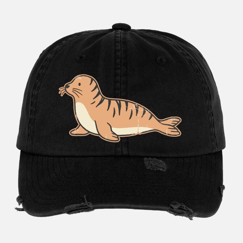 Küstenrobbenillustration Flexfit Vintage Destroyed Cap