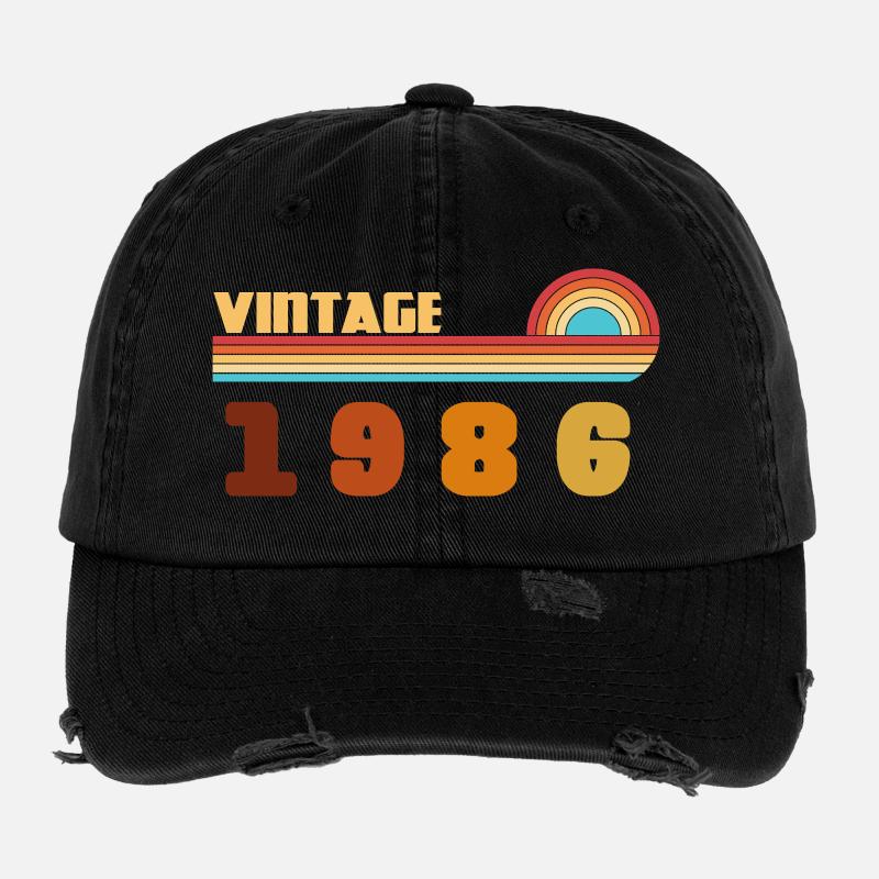Tee 40 Ans Black Gold Né(e) 1986 Casquette vintage effet usé Flexfit