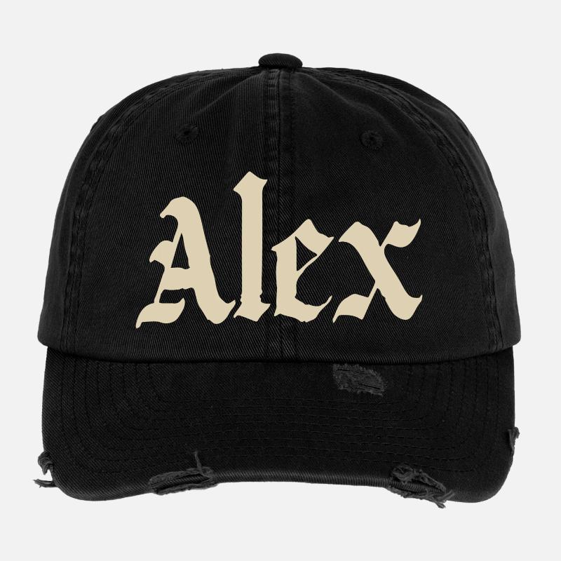 Alex Vintage Gothic Script Flexfit Vintage Destroyed Cap