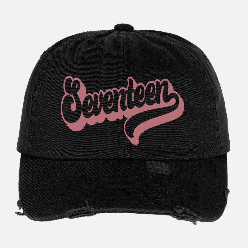 Dix-sept 17e anniversaire pour les filles de 17 ans Casquette vintage effet usé Flexfit