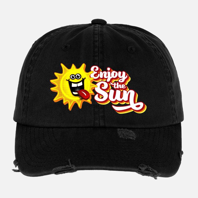 Profitez du soleil / Sensation estivale / Look rétro - Casquette vintage effet usé Flexfit - noir