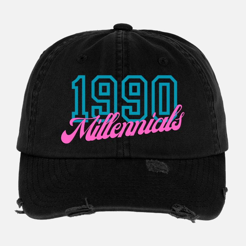 Retro 1990 Millennial Digitaler Stil Design Flexfit Vintage Destroyed Cap