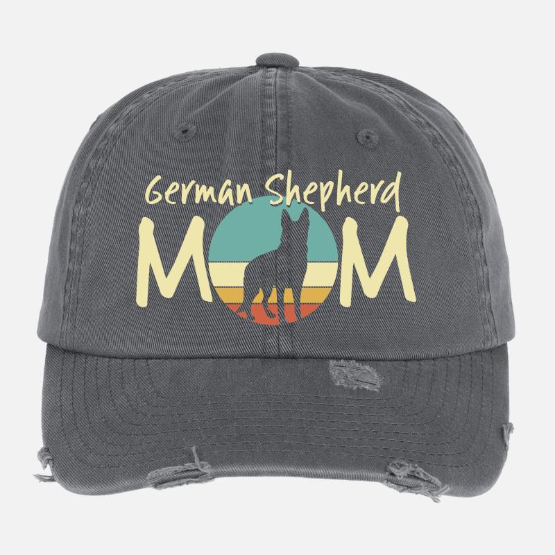 Deutscher Schäferhund Mama Retro Design Flexfit Vintage Destroyed Cap
