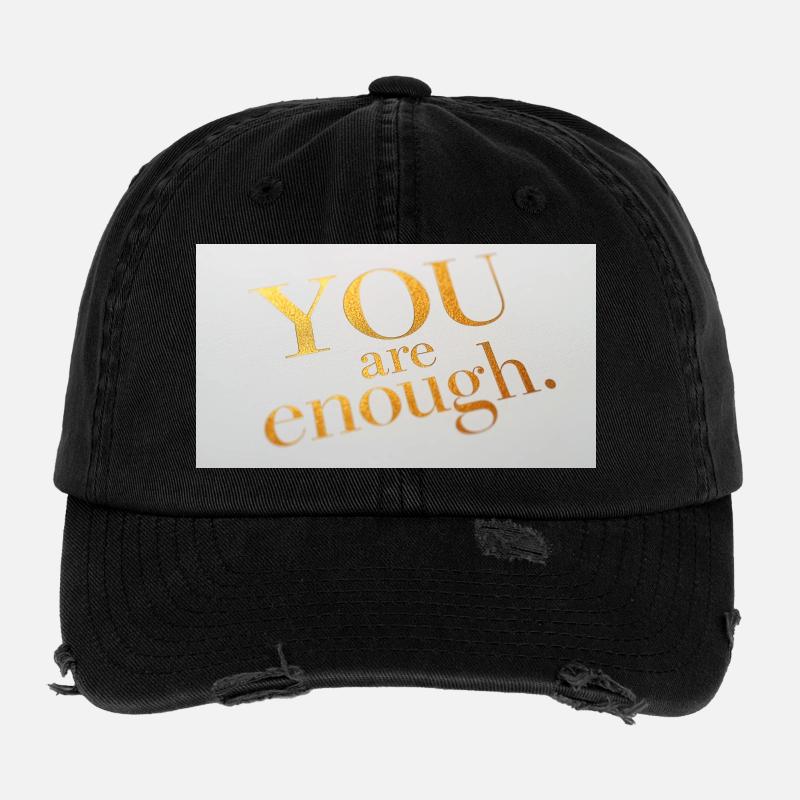 Motivational Gold Foil Text Print - Flexfit Vintage Destroyed Cap - black