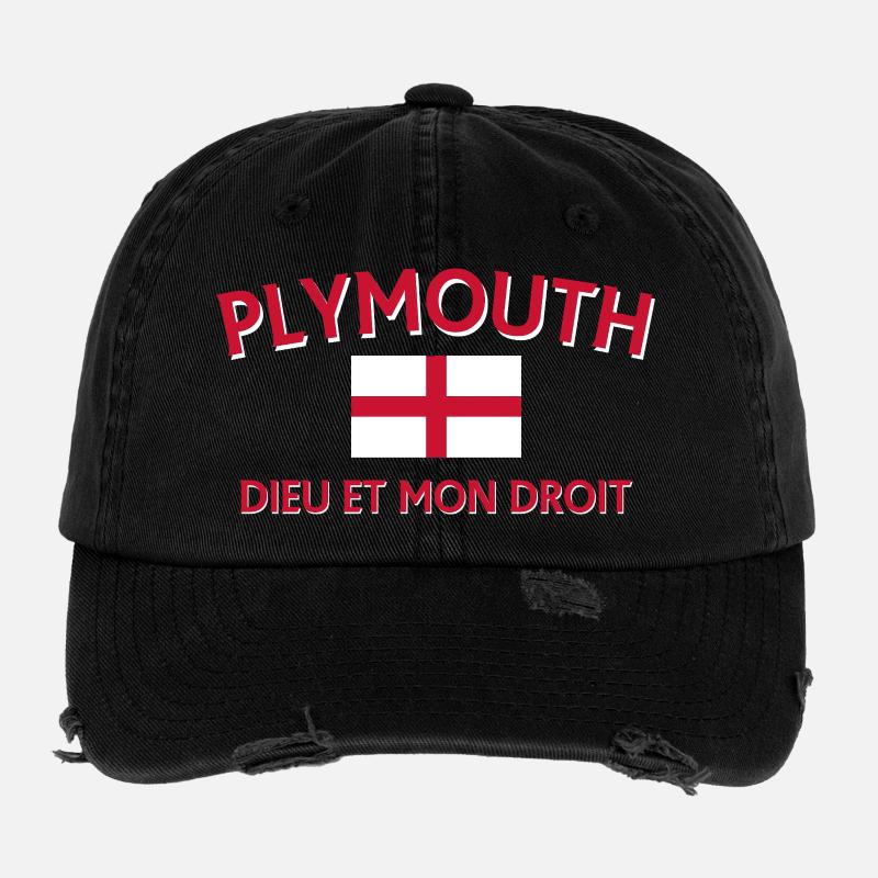 Devise du drapeau de Plymouth Casquette vintage effet usé Flexfit