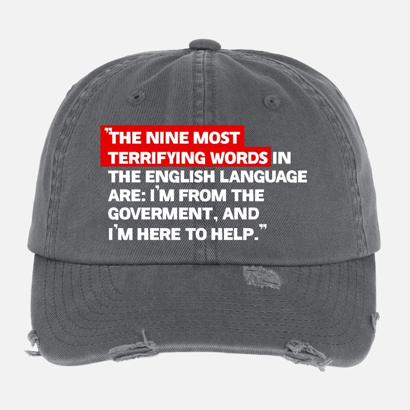 Satirical government quote Flexfit Vintage Destroyed Cap