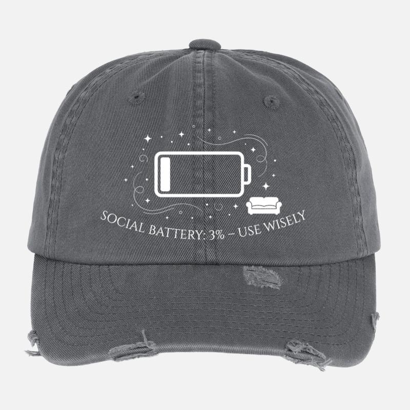 Social Battery Low Sofa Flexfit Vintage Destroyed Cap