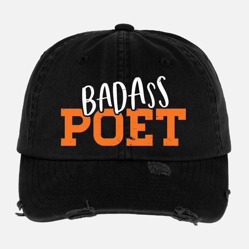 Badass Poet Typography Design Flexfit Vintage Destroyed Cap