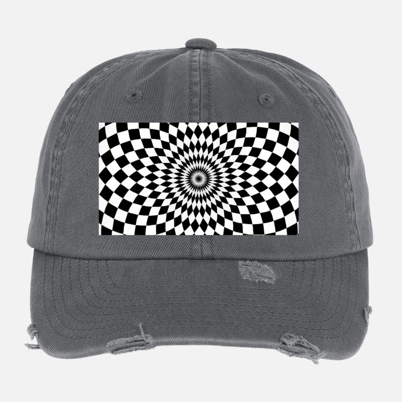Optical Vortex Checker Illusion Flexfit Vintage Destroyed Cap