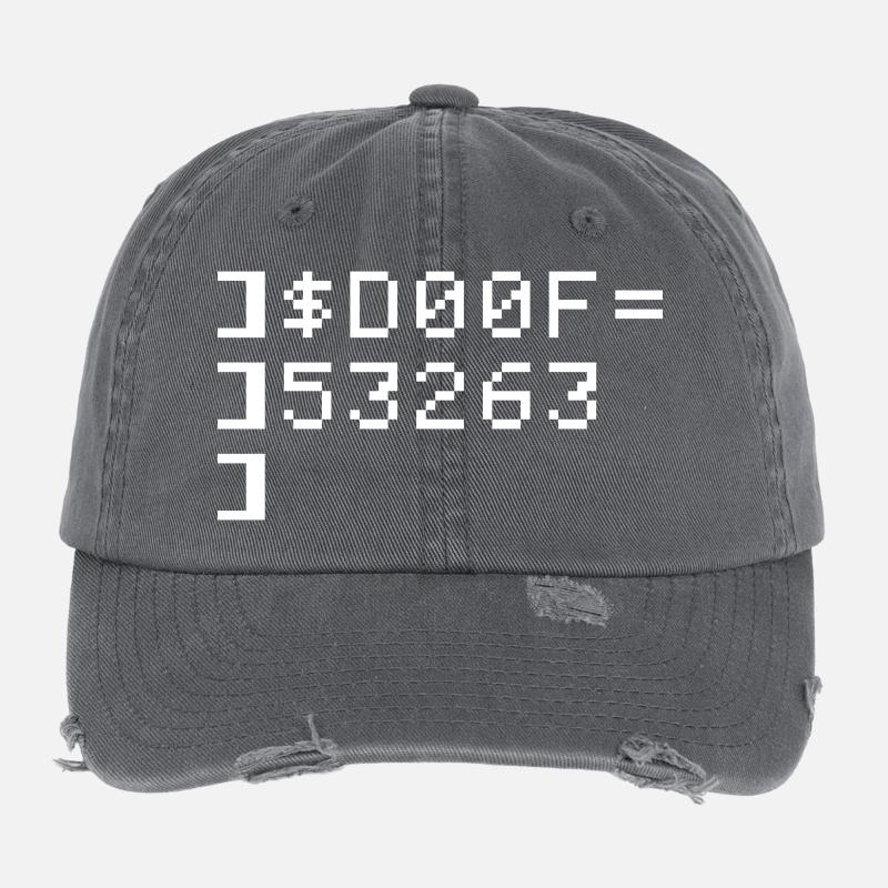 DOOF 8-Bit Code Nerd Pixel Terminal Retro Flexfit Vintage Destroyed Cap