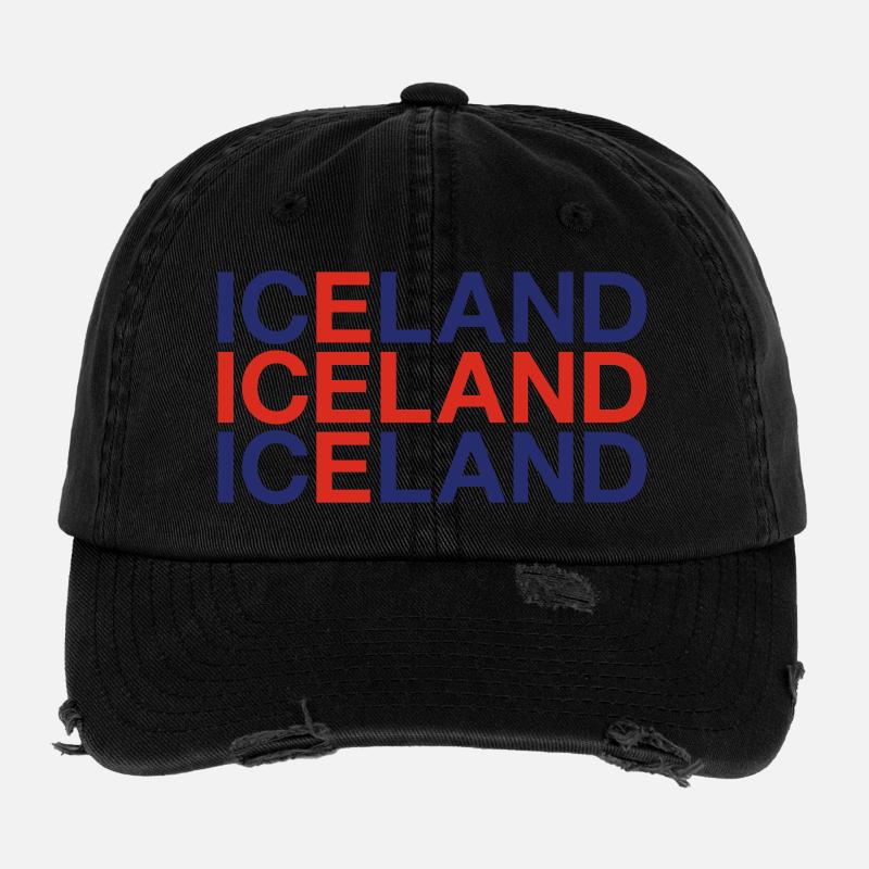 ICELAND Iceland flag Flexfit Vintage Destroyed Cap