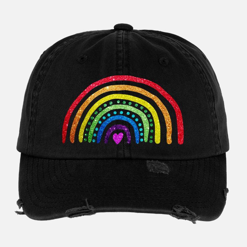 Rainbow Glitter Flexfit Vintage Destroyed Cap