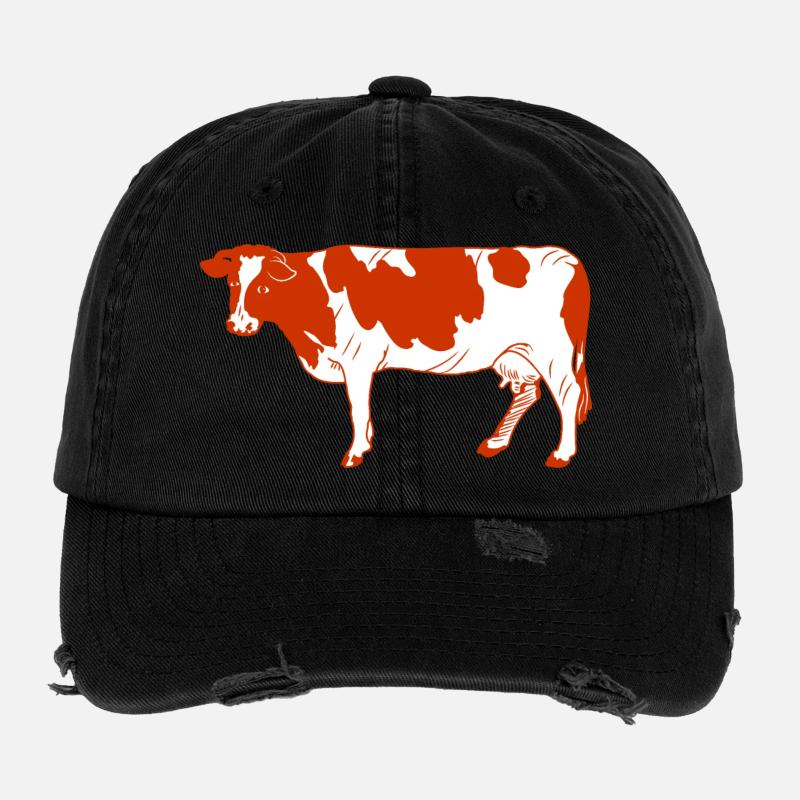 La fourrure rouge vache regarde sur le côté Casquette vintage effet usé Flexfit