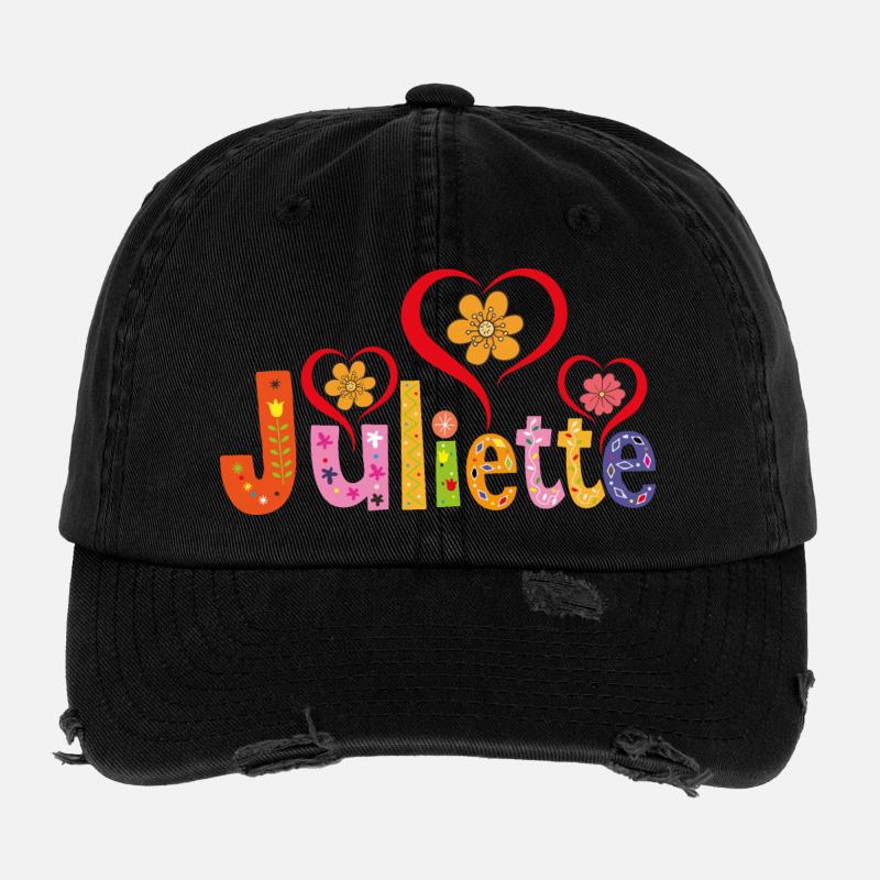 Nom personnalisé de Juliette Casquette vintage effet usé Flexfit