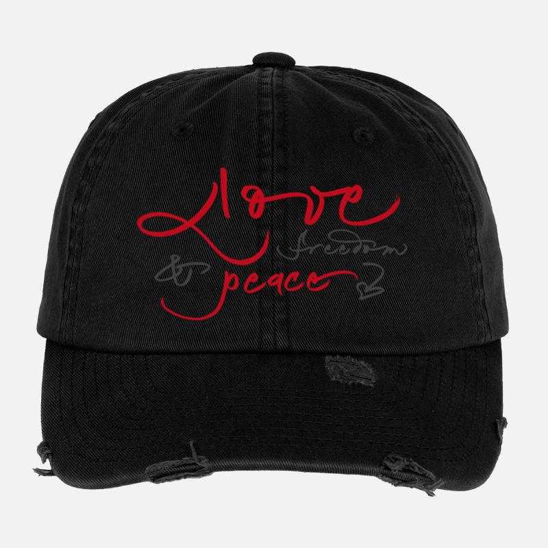 Amour, liberté, paix Casquette vintage effet usé Flexfit