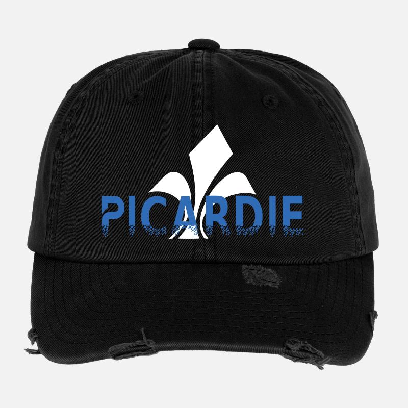 Picardie Fleur de lis Stilisiert Flexfit Vintage Destroyed Cap