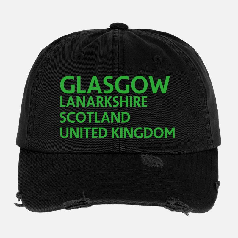 Glasgow – Scotland Textdesign Casquette vintage effet usé Flexfit