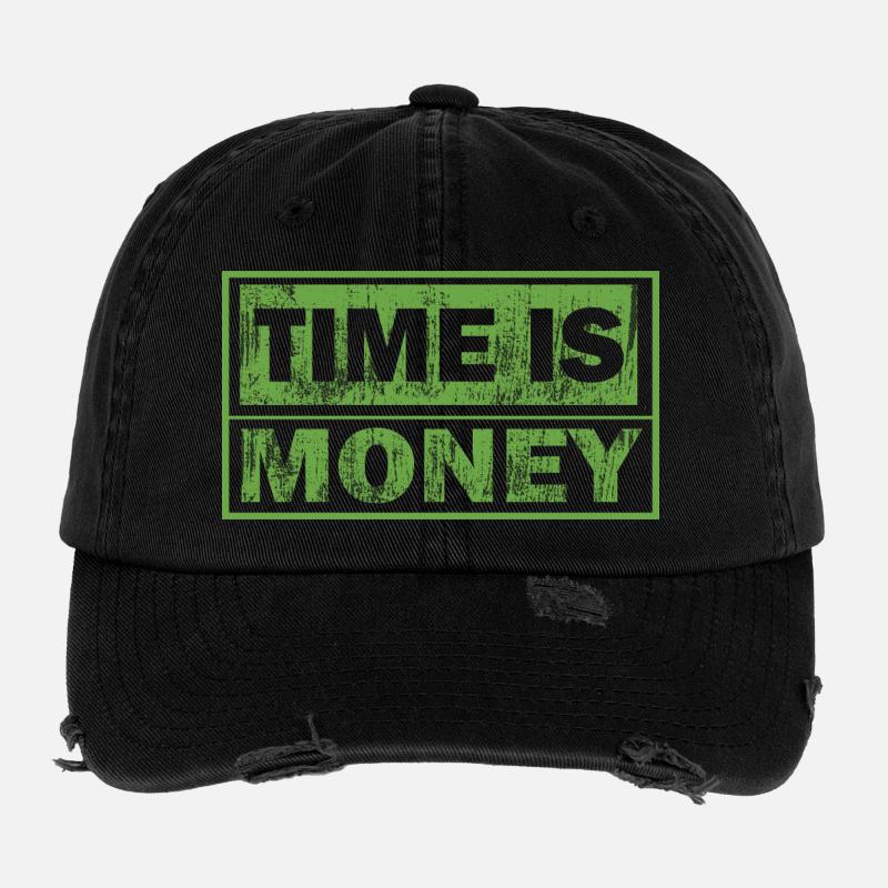 Le temps, c’est de l’argent en caractères verts Casquette vintage effet usé Flexfit