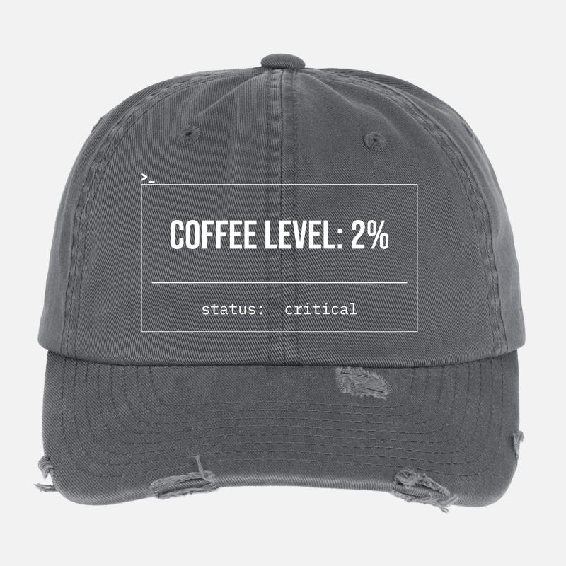 Kaffee Level 2% – Kritischer Status Flexfit Vintage Destroyed Cap