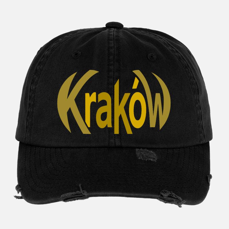 Krakau, Kraków Emblem Typo Flexfit Vintage Destroyed Cap