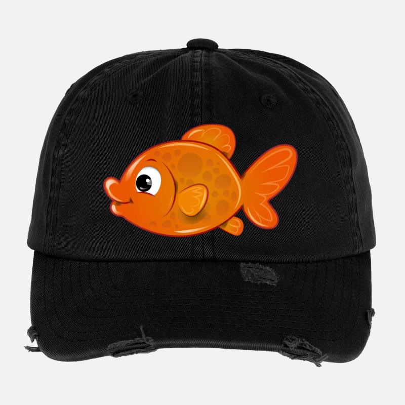 orange fish Flexfit Vintage Destroyed Cap