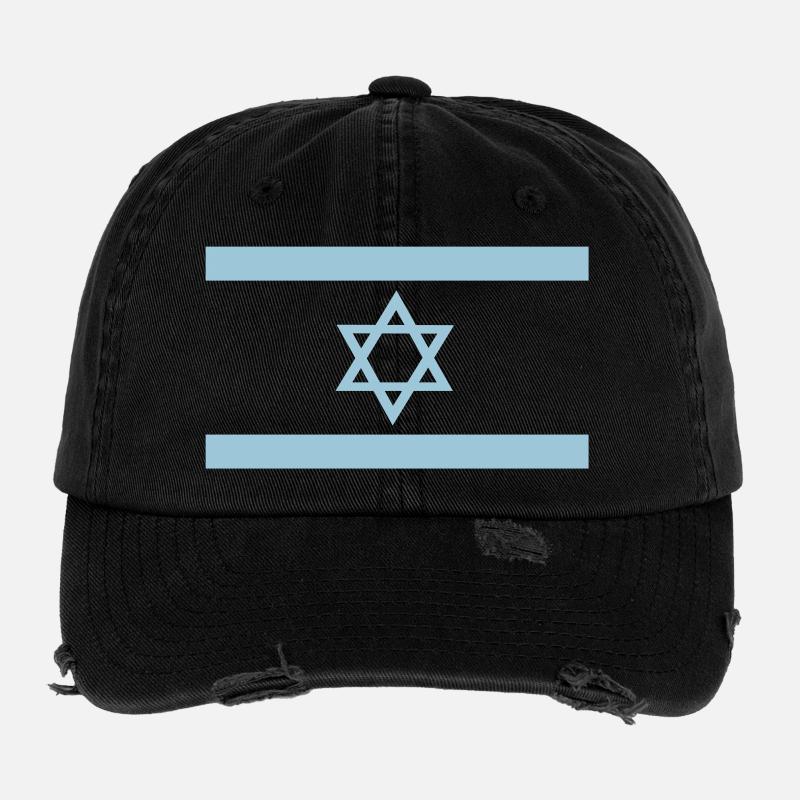 Blaues Davidsstern Muster Flexfit Vintage Destroyed Cap