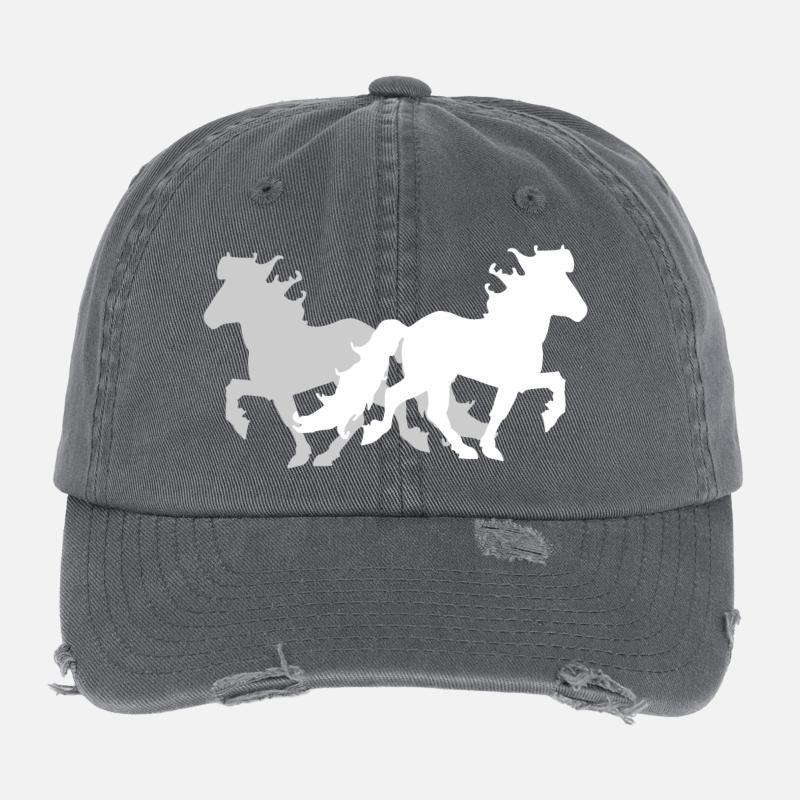 2 Islandpferde elegant Tölt Damen Mädchen Kinder Flexfit Vintage Destroyed Cap