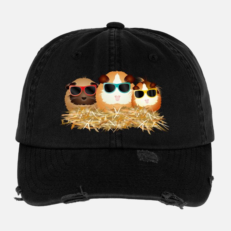 cool guinea pig group with sunglasses Flexfit Vintage Destroyed Cap