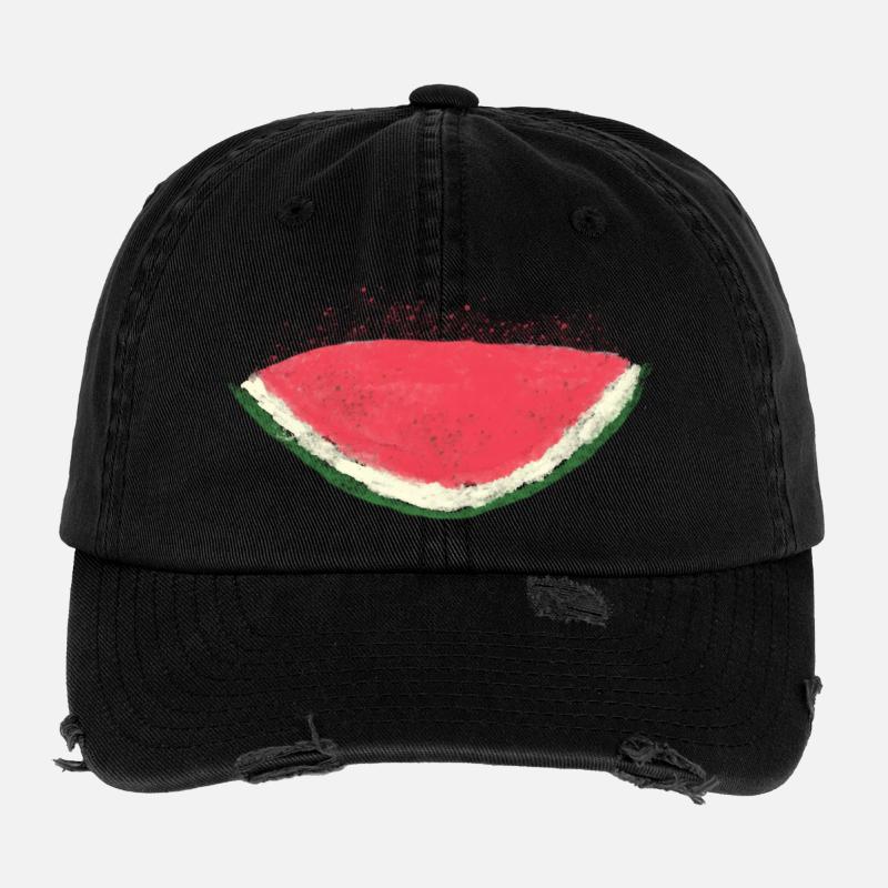 Melon, pastèque, aquarelle Casquette vintage effet usé Flexfit