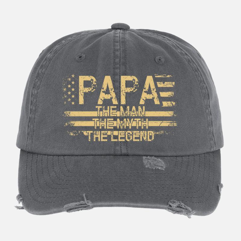Papa: The Man The Myth The Legend Flexfit Vintage Destroyed Cap