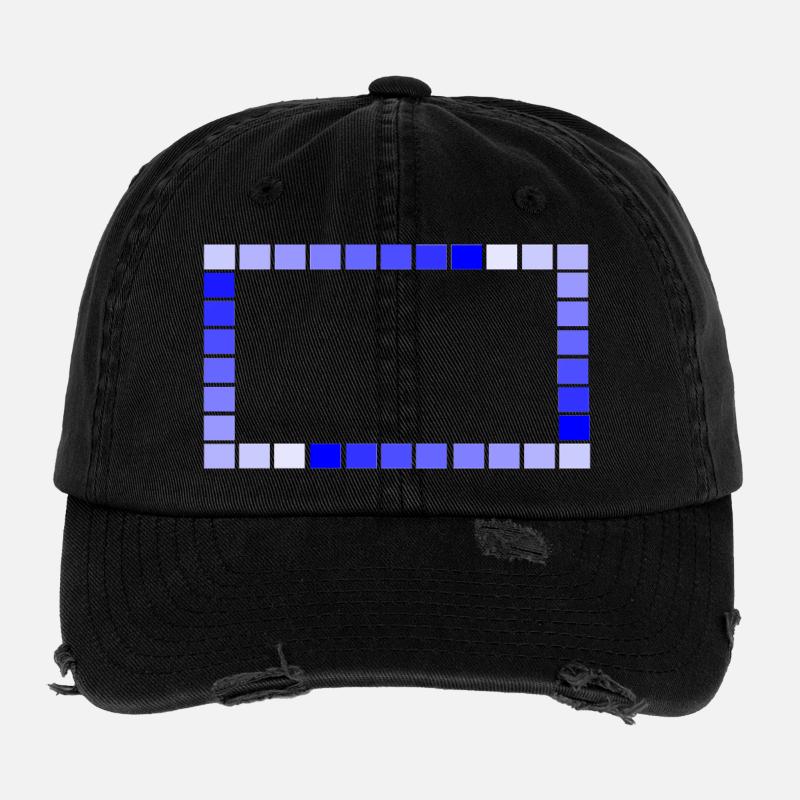 Game - Retro-Rahmen blaue Quadrate abgestuft Flexfit Vintage Destroyed Cap