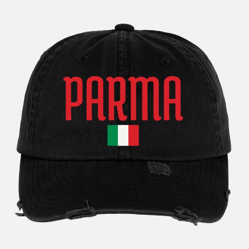 Parma Italy Flag Design Flexfit Vintage Destroyed Cap