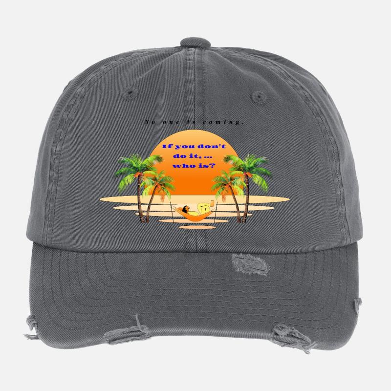 Sunset Beach Relaxation Scene Flexfit Vintage Destroyed Cap