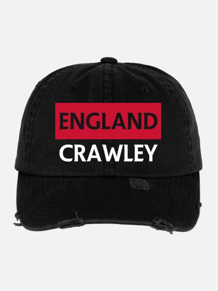 AngleterreCrawley Motto Vintage Design - Casquette vintage effet usé Flexfit - noir - Devant