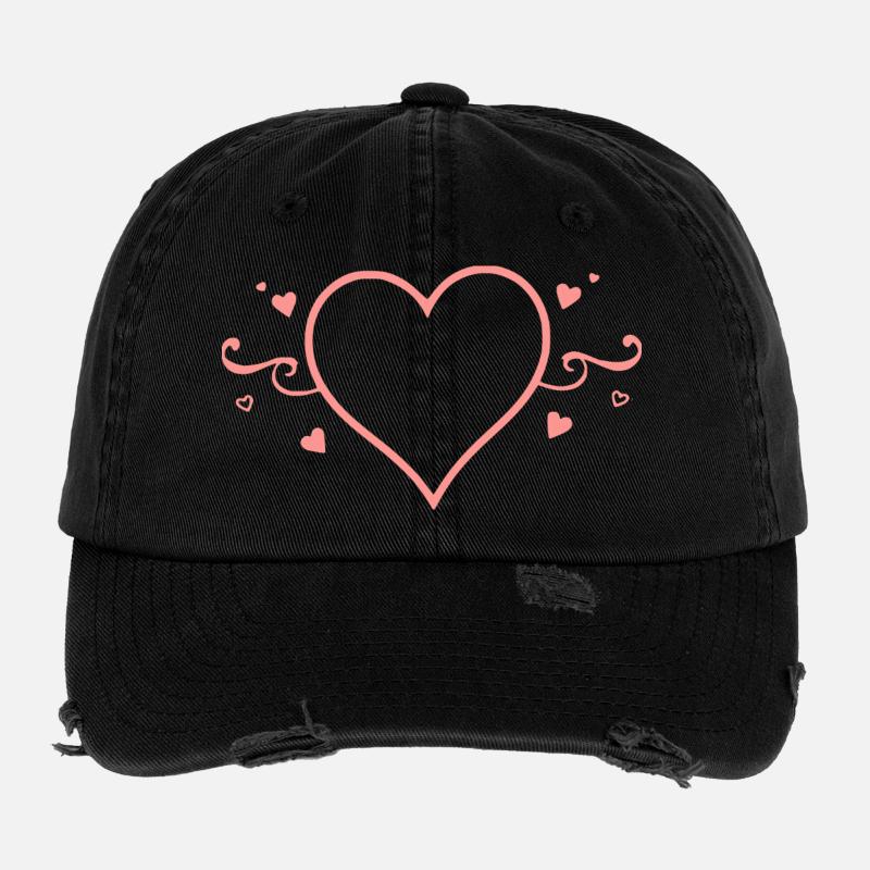 Valentinstag Pink Heart, Valentinstag Flexfit Vintage Destroyed Cap