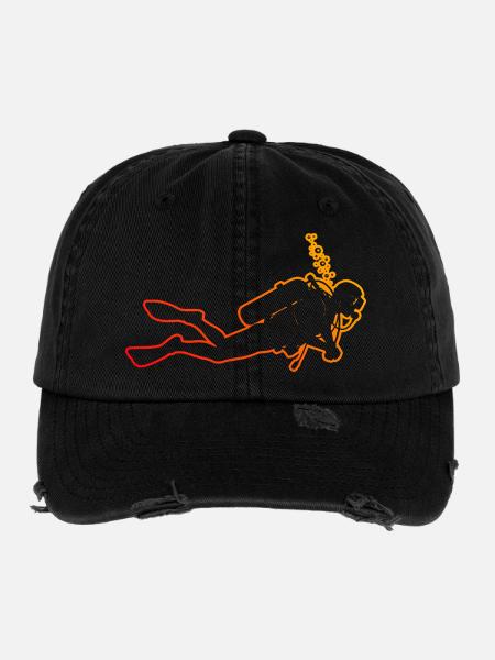 Funny diving motif - Flexfit Vintage Destroyed Cap - black - Front