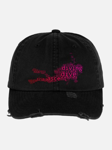Einfach Diving zeitloses Design - Flexfit Vintage Destroyed Cap - Schwarz - Vorne