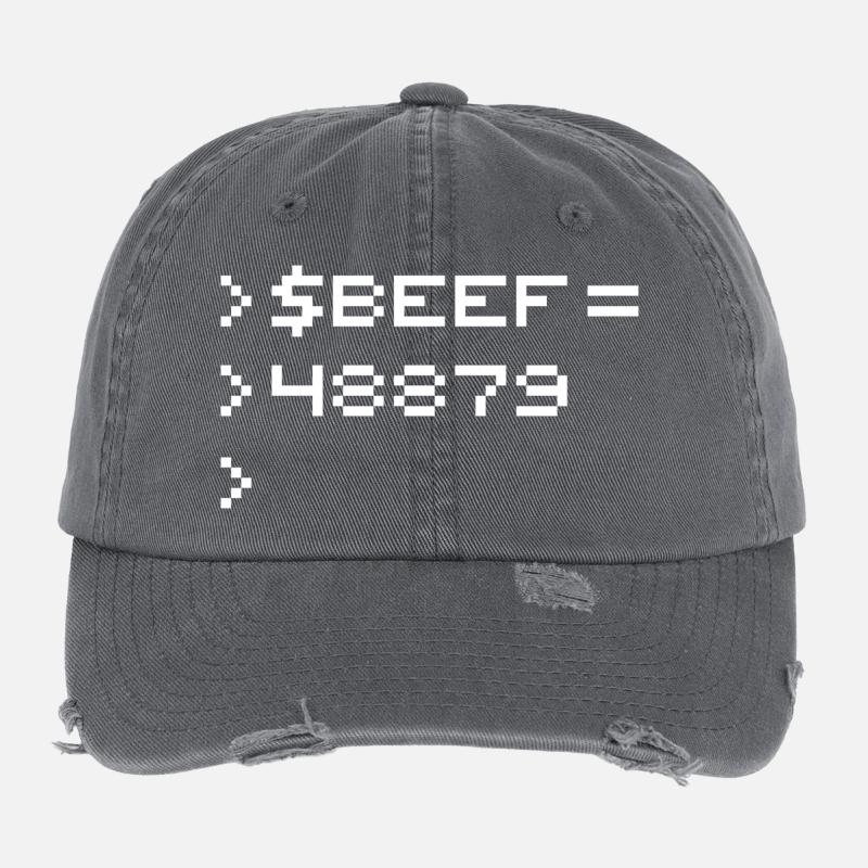 BEEF 8-Bit Code Nerd Pixel Terminal Retro Flexfit Vintage Destroyed Cap