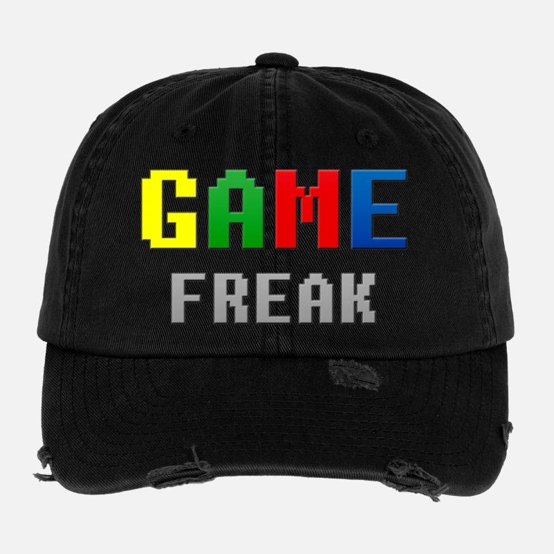 Retro Pixel Game Freak-Thema Flexfit Vintage Destroyed Cap