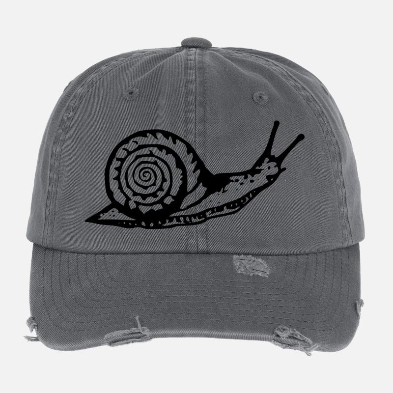 Snail noir et withe Casquette vintage effet usé Flexfit