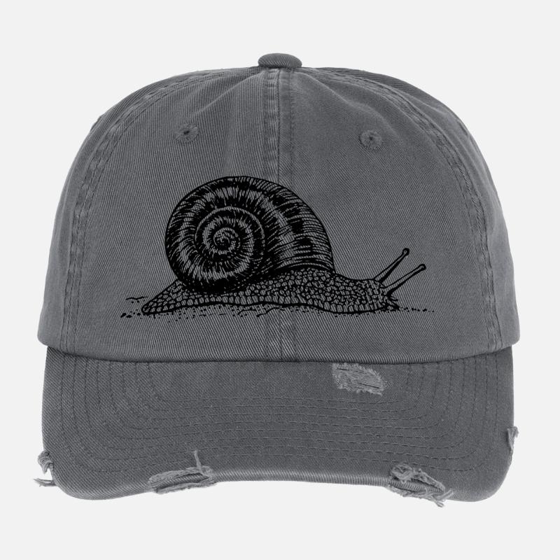 Black and withe snail Flexfit Vintage Destroyed Cap