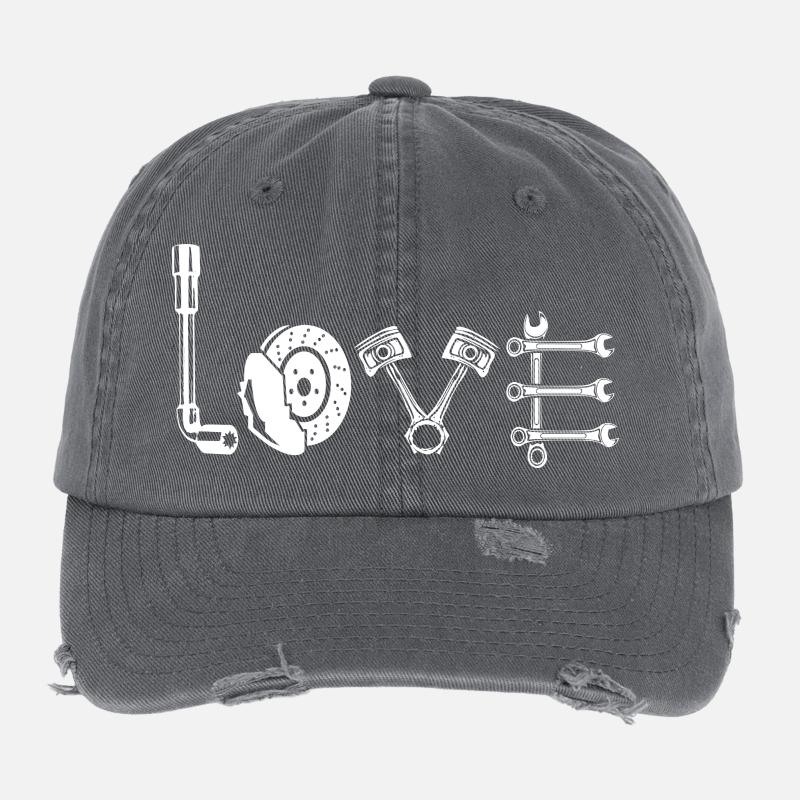 Atelier automobile Course automobile Amour Casquette vintage effet usé Flexfit