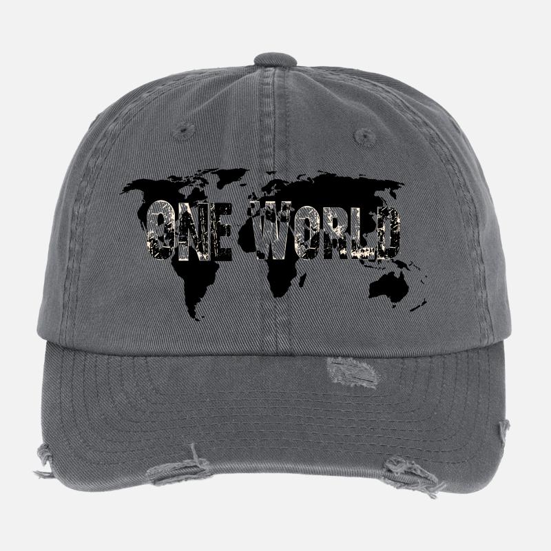 One World -White Flexfit Vintage Destroyed Cap