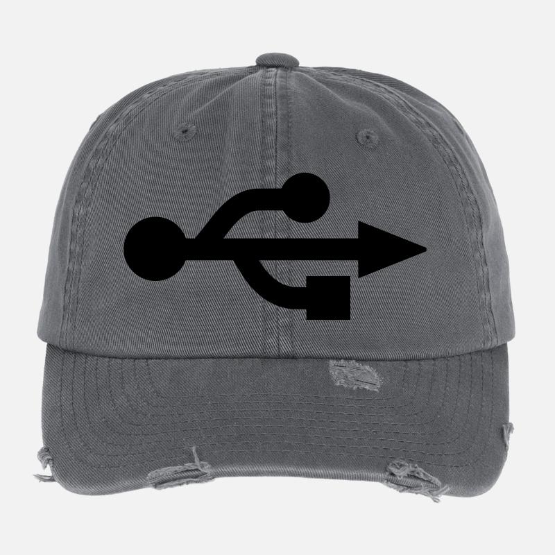 USB Logo - Nerd - Geek Casquette vintage effet usé Flexfit