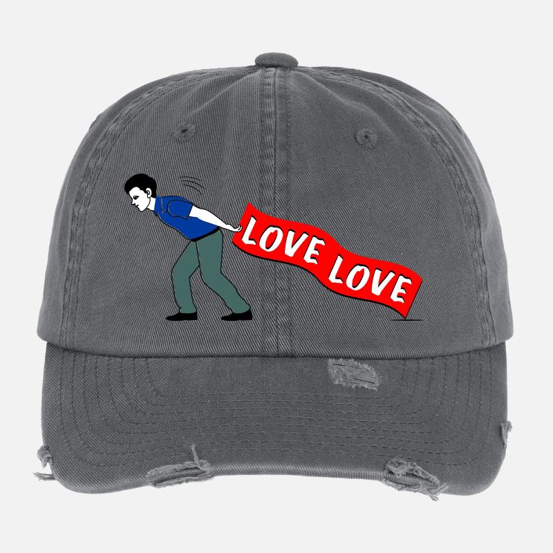 MEN PULL LOVE Banner - Flexfit Vintage Destroyed Cap - dark grey