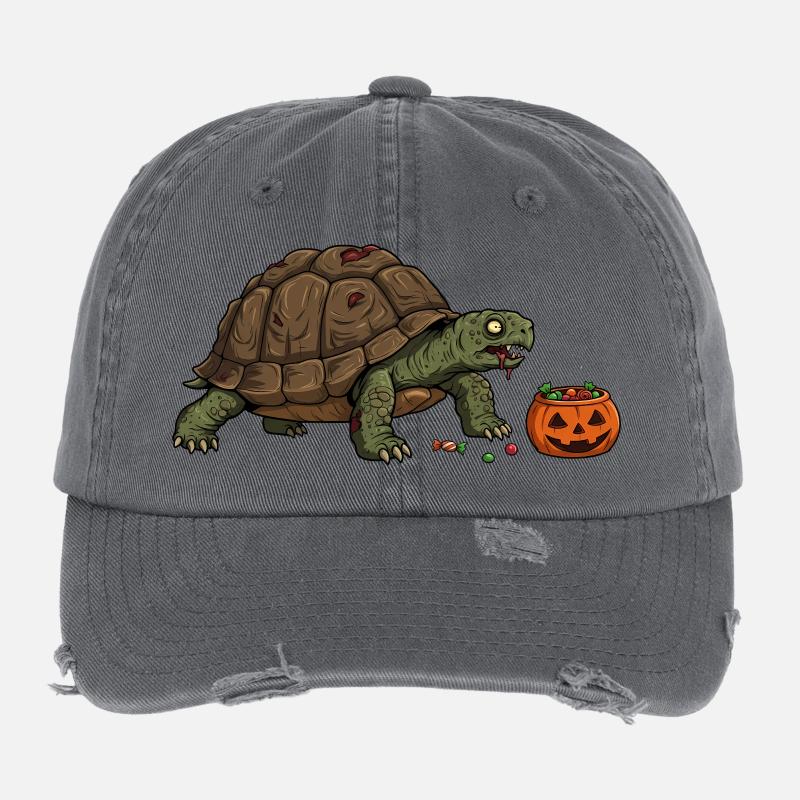 Haunted Turtle Halloween Candy Flexfit Vintage Destroyed Cap